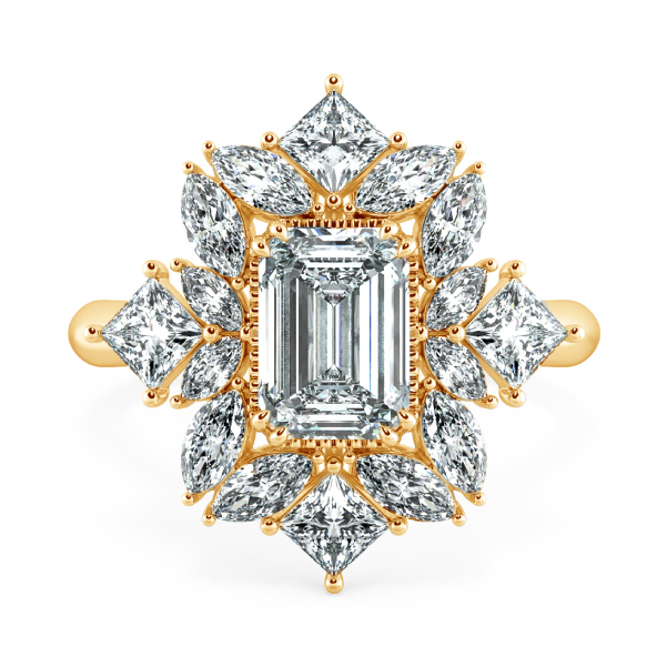 Nhẫn Kim Cương Emerald kết hợp Fancy Halo NKC8210 2